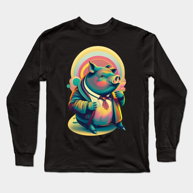 Pot-Bellied Pig Long Sleeve T-Shirt by click2print